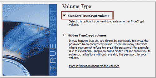 выбираем метод шифрованного файла truecrypt