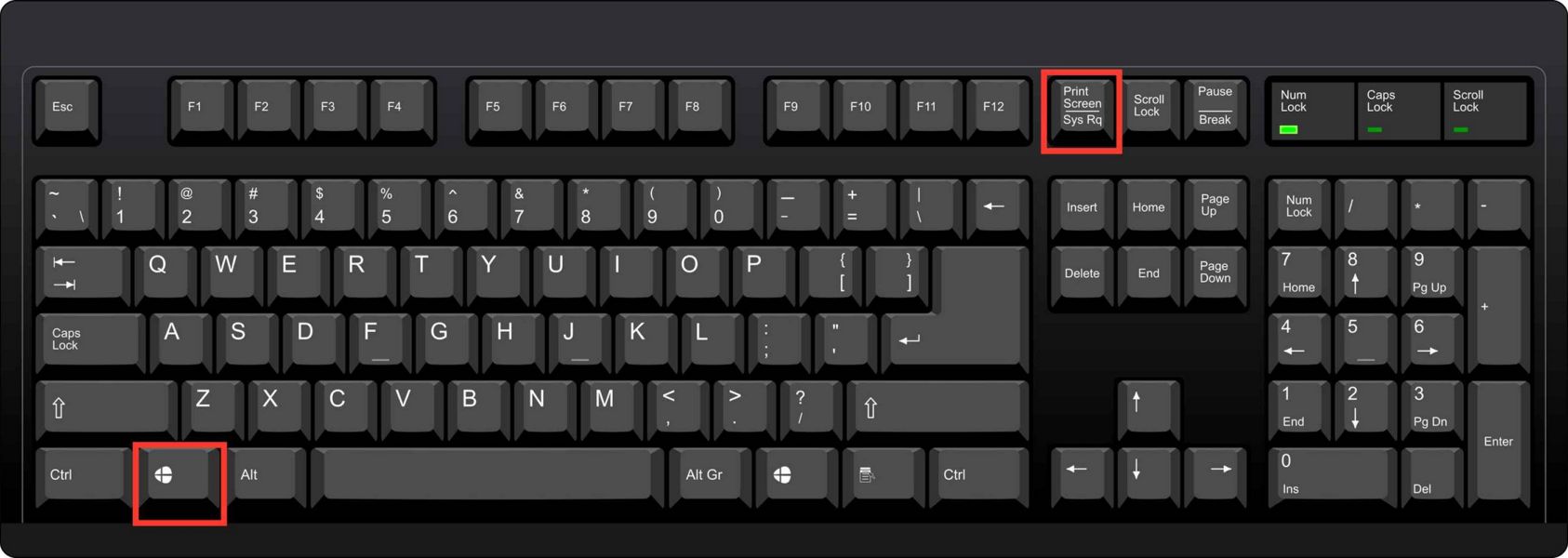 кнопки Windows и Print Screen